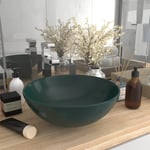 Keramisk håndvask til badeværelse rund mørkegrøn