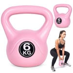 Kettlebell 6 kg för träning, hantel, viktboll, fitnessbelastning, rosa, ModernHome
