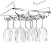 HULISEN Adjustable Wine Glass Rack Under Cabinet, 3 Rows Stemware Rack, 18/8 Stainless Steel Glasses Holder Storage Hanger for Kitchen, Bar