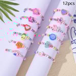 12 st/paket tecknade träpärlor armband för flickor, färgglada, födelsedagspresent