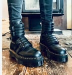 NEW! Dr Martens AXXEL Black Milled Nappa Leather Platform Boots Size UK 4