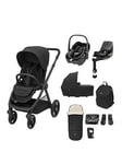 Maxi-Cosi Oxford 9 Piece Complete Travel System Twillic Black (Stroller Carrycot Back Pack Footmuff Cupholder Adapers Raincover Pebble 360 & FamilyFix 360 Base, One Colour