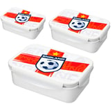 Homeshopa® Plastic Airtight Food Storage Containers Clip Lock Set of 3 England Football Print Kids Lunch Boxes (500+900+1500ML (White))