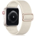 Justerbar stretchig nylonflätad sportrem för iWatch SE Series 8/7/6/5/4/3/2/1, 38mm/40mm/41mm, Starlight