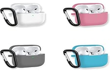 Airpods Pro 2 Gen Case with PHONIX Hook - Protective Case Compatible with Airpods Pro 2 - Silicone Headphone Stand (White-Pink-Sky Blue-Grey) [Headphones NOT Included]