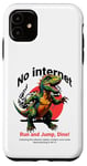 Coque pour iPhone 11 Pas d'Internet, courir et sauter, Dino! Vérifiez les câbles, modem, routeur