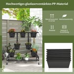 Blomstativ med blomlådor blomtrappa med hjul 100 x 56 x 99 cm svart