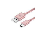 Mini USB Cable 3M Nylon Braided USB 2.0 to Mini B Cable Data Transfer & Charger Cable Compatible with Dash Cam, PS3 Controller, MP3 Player, PDA, Camera, Scanner and More Mini USB Devices (Pink)