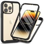 För iPhone 15 Pro Max Full Protection Skal Fodral 3-i-1 + skärmskydd Svart