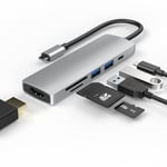 Redstar24 Adaptateur USB C Hub 6 en 1 - Multiport USB C avec HDMI 4 K, USB 3.0, Lecteur de Carte SD/TF Micro SD 55 W PD - Compatible avec TV MacBook Pro, Air, iPad Pro, Samsung