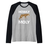 Mens Howly Moly Design for Coyote Hunting and Predator Hunter Raglan Baseball Tee