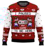 I PAUSED MY GAME TO BE HERE Mario Fultriggsvantar Jultröja Herrar 3D Tröja Toppar XL PAUSED