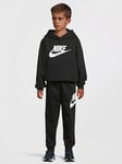 Boys, Nike Kids Unisex Club Fleece Hoodie And Joggers Set - Black, Black/White, Size 5-6 Years