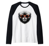 Cool Siamang Monkey Wearing Sunglasses Graphic Art Raglan Baseball Tee