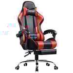 GTPLAYER Chaise Gaming Ergonomique, Fauteuil Gamer, Chaise Bureau, Chaise de Gaming avec Dossier réglable à 135°, Hauteur Réglablerepose-Pieds rétractables, Siege, Simili Cuir Rouge