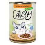 Catessy bitar i sås eller gelé kattmat 12 x 400 g - Kalv & kyckling i sås