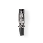 XLR-kontakt | Rak | Hona | Nickelplaterad | Lödning | Kabel input diameter: 7.0 mm | Metall | Silver | 25 st. | Kuvert
