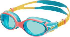 Speedo Junior Biofuse 2.0 Swimming Goggles, Hypersonic Blue/True Navy/Lumo Green