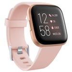 Wepro Compatible with Fitbit Versa Strap/Fitbit Versa 2 Strap - Smooth Silicone Classic Replacement Wristband Straps for Fitbit Versa/Versa Lite/Versa 2, Large Pink Sand