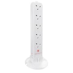 MASTERPLUG SRGTOW10110 TOWER SURGE PROTECTED 1M 13A 10GANG EXTENSION LEAD WHITE