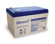Ultracell Blybatteri 12 V, 12 Ah (UL12-12) Faston (4.8mm) Blybatteri, VdS