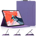 Skycase iPad Pro 12.9 Case 2018, iPad Pro 12.9 3rd Generation Case, [Support Apple Pencil Charging] Auto Dormancy Canvas Multi-Angle Viewing Stand Folio Case for Apple iPad Pro 12.9 inch 2018, Purple