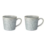 Denby - Halo Speckle Coffee Mug Set of 2－390ml Reactive Glaze Stoneware Ceramic Tea Mug Set - Dishwasher Safe, Microwave Safe - Black, Grey, White - Chip Resistant