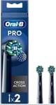 2 Pack Oral B Cross Action Braun Replacement Electric Toothbrush Heads - Black