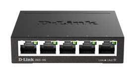 D-LINK – Gigabit Ethernet kytkin, 5x10/100/1000Mbps, metallia, musta (DGS-105/E)