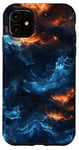 Coque pour iPhone 11 Art fluide abstrait vagues flammes bleues