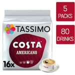 Tassimo Coffee Pods Costa Americano 5 Packs (80 Drinks)