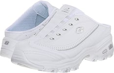 Skechers Women's D'lites Slip-on Mule Fashion Sneaker, White Silver, 6.5 UK Wide