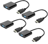Lot de 4 adaptateurs HDMI vers VGA, 1080p HDMI male vers VGA femelle, cable adaptateur pour ordinateur portable DVD pour PS3/X360 Box