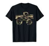 Camo Retro Monster Truck 4x4 Off Road Tires Funny Racing T-Shirt