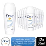 Dove Classic Roll On Anti-Perspirant 48H of Sweat & Odour Protection, 12x50ml