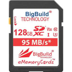 BigBuild Technology 128 Go UHS-I U3 95Mo/s Carte mémoire pour Canon EOS 1200D, 1300D, 2000D, 200D, 4000D, 5DS, 5DS R, 77D, 800D, 80D