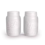 Ceramic Vintage Mason Jar Salt & Pepper Shakers in White | Retro Design | Kitchen Pots | Salt Pepper Storage | Ceramic Shaker Set | M&W