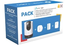 Pack Caméra de surveillance TP-Link Tapo intérieure Blanc et Noir + Capteur de mouvement + Détécteur d'ouverture fermeture + Hub de connexion alarme