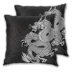 Art Fan-Design Cushion Cover Chinese Dragon White And Black Decorative Set of 2 Square Throw Pillow Case Sham Home for Sofa Chair Couch/Bedroom Decorative Pillowcases