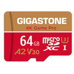 [5-Yrs Free Data Recovery] Gigastone 64GB Micro SD Card, 4K Game Pro, MicroSDXC Memory Card for Nintendo-Switch, GoPro, Security Camera, DJI, Drone, UHD Video, R/W up to 95/35MB/s, UHS-I U3 A2 V30 C10