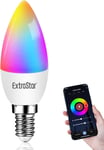 EXTRASTAR E14 Smart Bulb, Alexa Light WiFi LED Candle Bulbs C37, 6W 600lm, WiFi