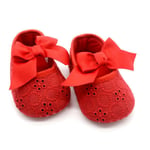Baby Embroidery Ribbon Bowknot Soft Anti-slip Sole Shoes 0-18m Red 7-12months