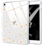 MAYCARI Case Clear for iPad 8th Generation 10.2" 2020/iPad 7th Generation 10.2" 2019 with Pencil Holder, Cute Daisy Transparent Shockproof Soft TPU Pad Cover with Bumper Protective