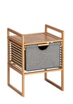 WENKO Table de nuit bois, bout de canapé bois, avec tiroir en tissu, Bois Bambou, Bahari, 40 x 56 x 40 cm