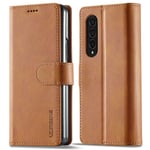 LC.Imeeke läder Samsung Galaxy Z Fold4 fodral - Brun Brun