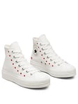 Converse Chuck Taylor All Star Lift Hi Top Plimsolls - White/Red, White/Red, Size 4, Women