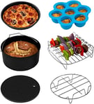 COSORI Air Fryer Accessories Set, Fit All of Brands 5.5 L, Pack of 6 Including Cake Pan/Pizza Pan/Metal Holder/Multi-Purpose Rack with Skewers/Silicone Mat/Egg Bites Mold with Lid