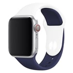 Apple Watch Series 4 40mm klockband av silikon i kontrasterande färger - Vit / Mörkblå