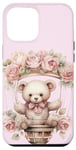 iPhone 14 Pro Max Baby Teddy Bear Pink Peony Flower Hot Air Balloon Case