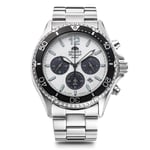 Orient Mako Solar Panda RN-TX0203S Chronograph Men Wristwatch Stainless Steel
